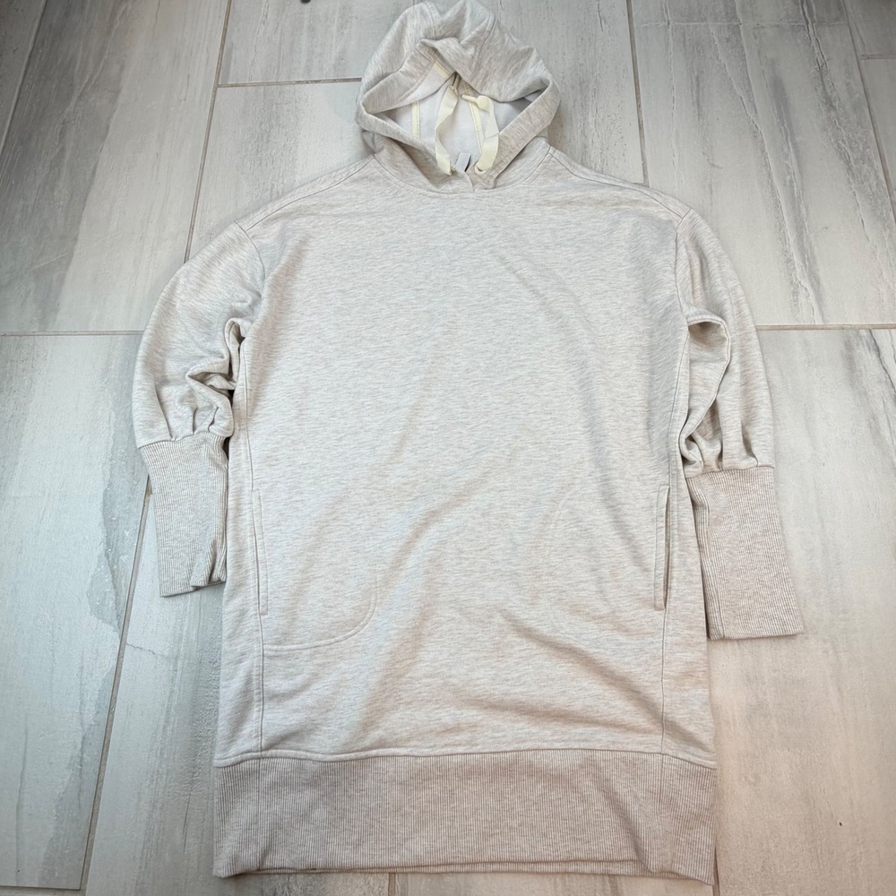 Athleta Purist Hoodie Tunic Oatmeal Heather Gray 599866-03 Womens Medium - Picture 2 of 8